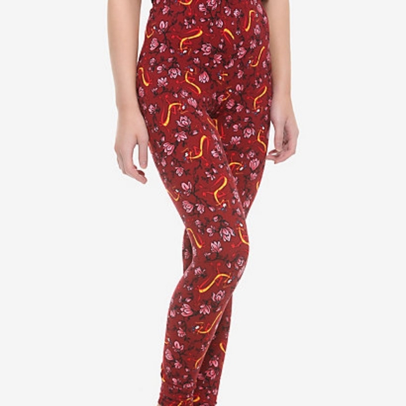 Her Universe Pants - Her Universe Disney Mulan Mushu & Flowers Leggings